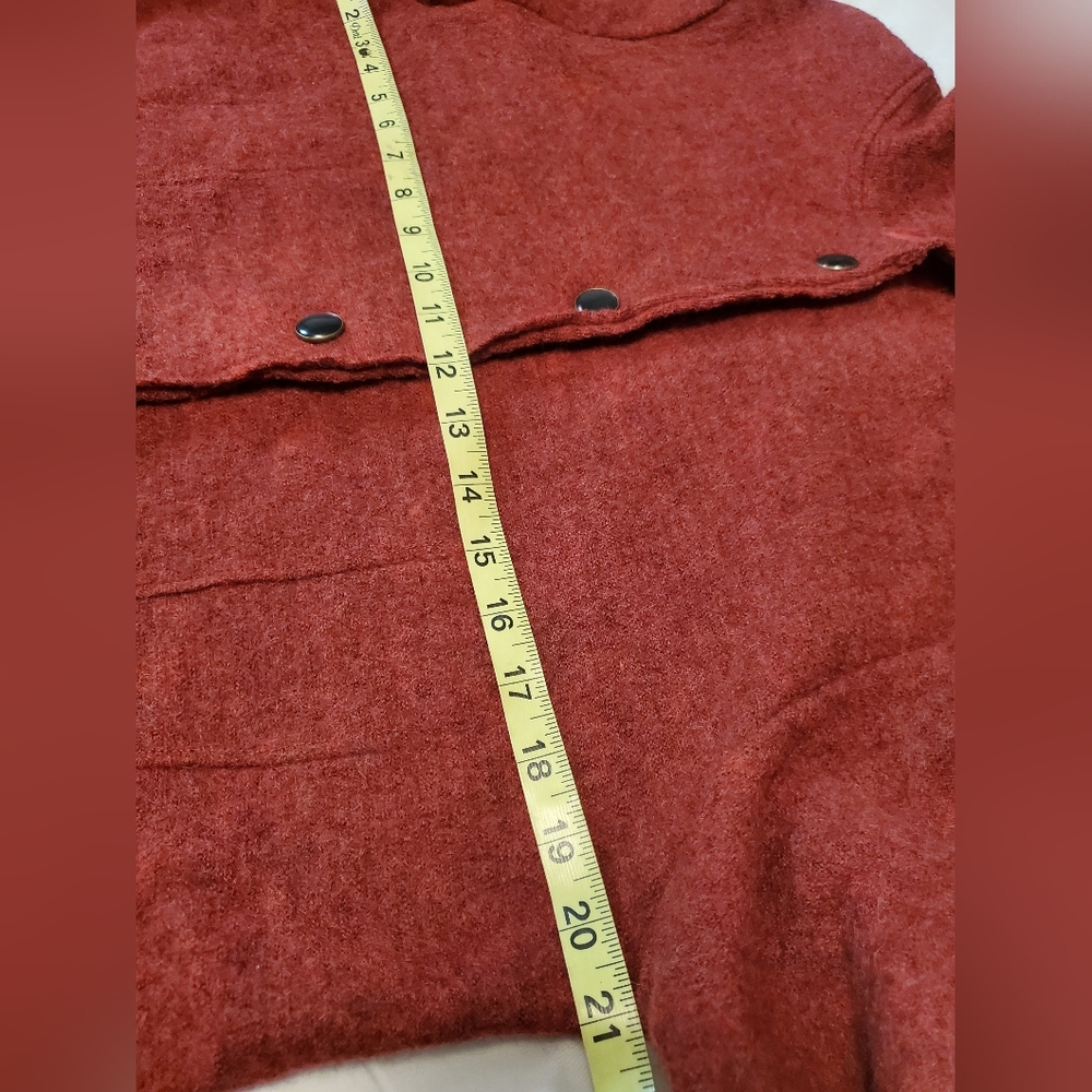 JOSEPH A Rust Orange 100% Wool Ruffle Hem Jacket Size L - Picture 5 of 8